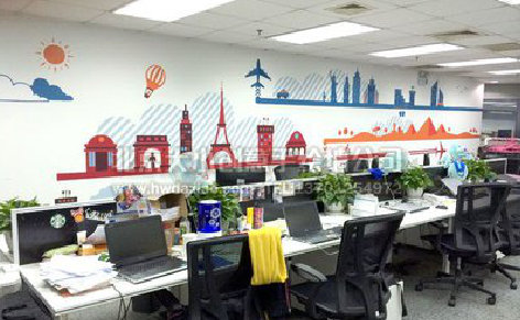 五峰教你设计办公室墙绘的方法。